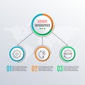 3 steps infographics with circle elements. 3 options, levels, parts or processes. Infographic template for business presentation w Royalty Free Stock Photo